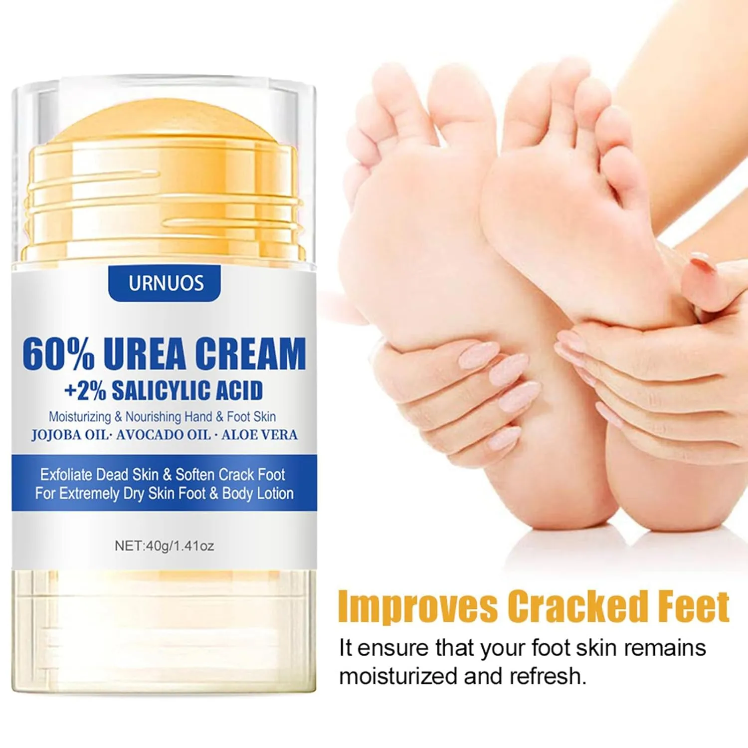 60% Urea plus 2% Salicylic Acid Foot Cream Moisturizer for Dry Cracked Feet Knees Elbows Hands Hydrates &Nourish Foot Care for Softens Skin Exfoliates DeadSkin Smoothing Skin Women and Men 1.41oz (3)