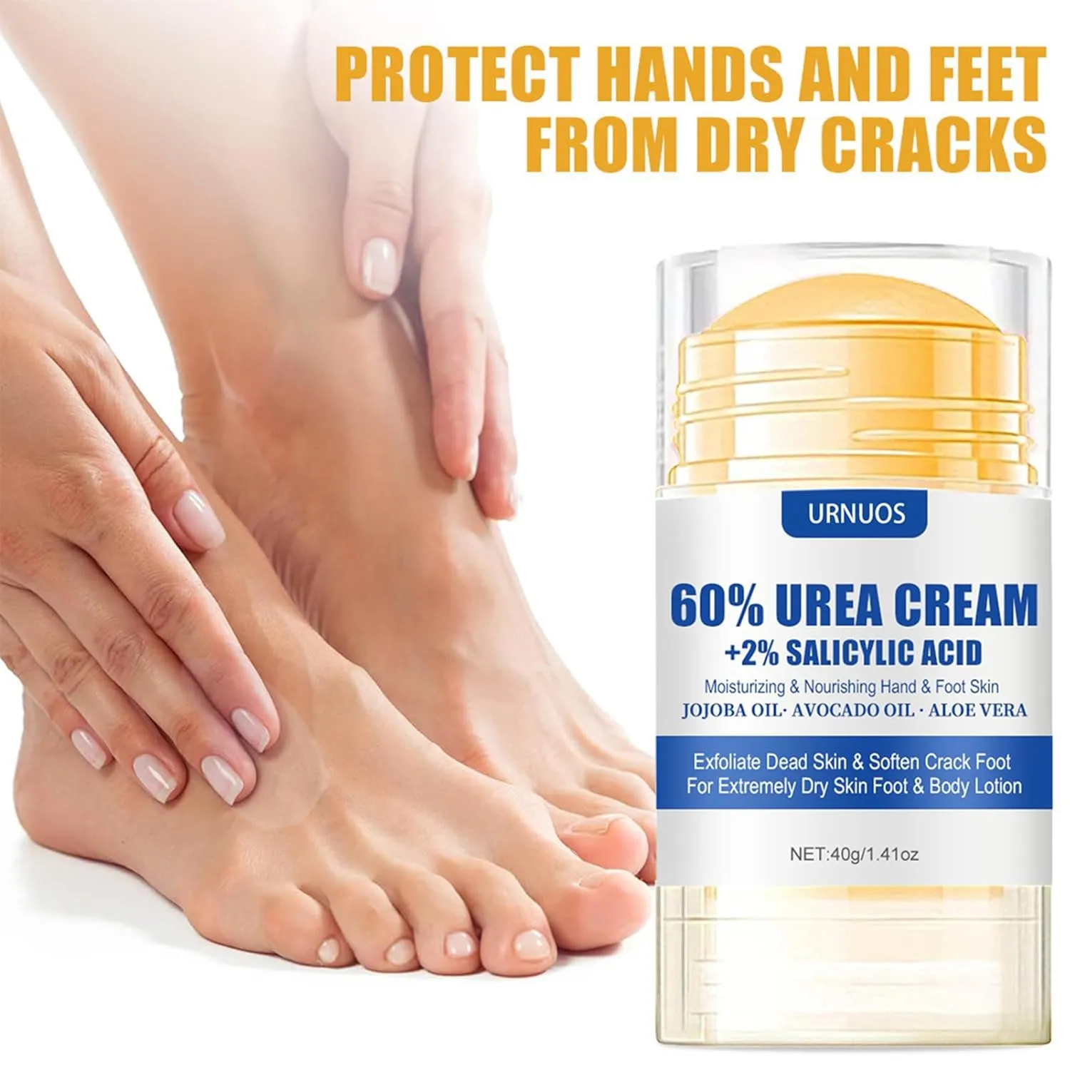 60% Urea plus 2% Salicylic Acid Foot Cream Moisturizer for Dry Cracked Feet Knees Elbows Hands Hydrates &Nourish Foot Care for Softens Skin Exfoliates DeadSkin Smoothing Skin Women and Men 1.41oz (3)