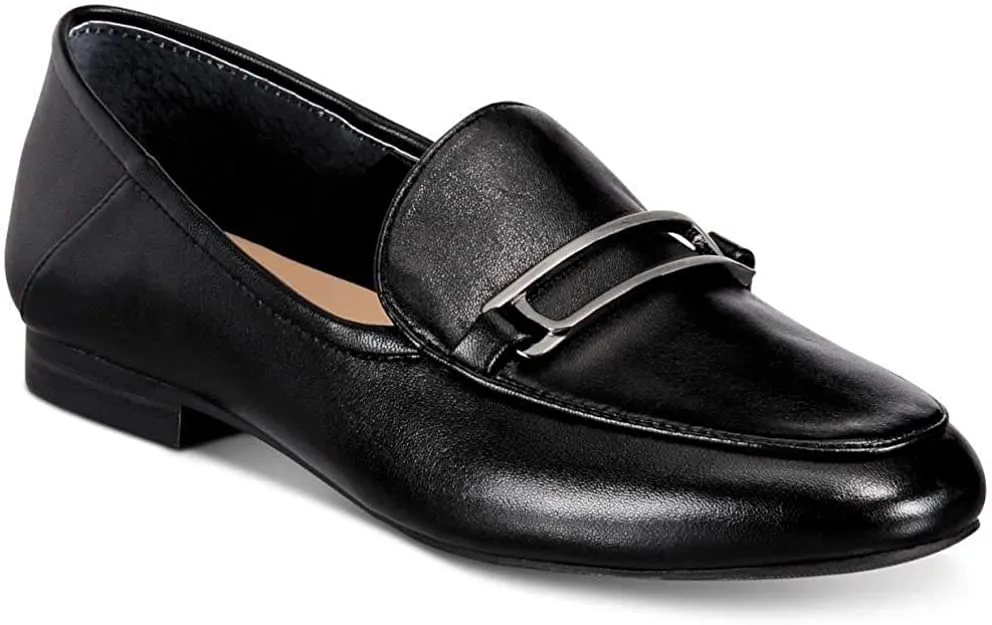 Alfani Womens goldii Leather Almond Toe Loafers, Black, Size 6.5