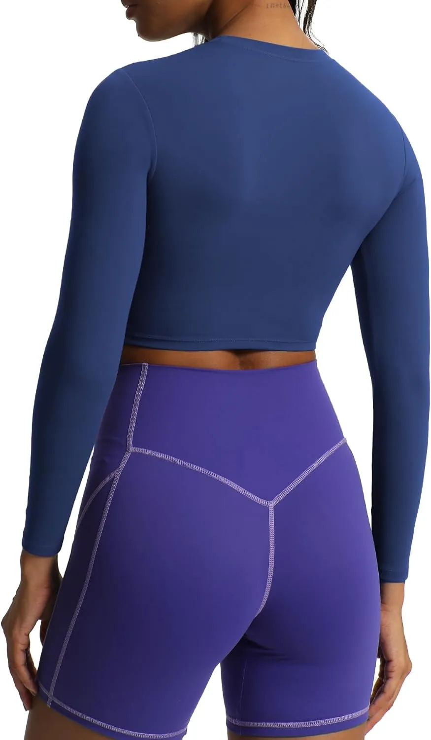 Aoxjox Long Sleeve Crop Tops for Women Classic Longline Workout Cropped T Shirt Top Length