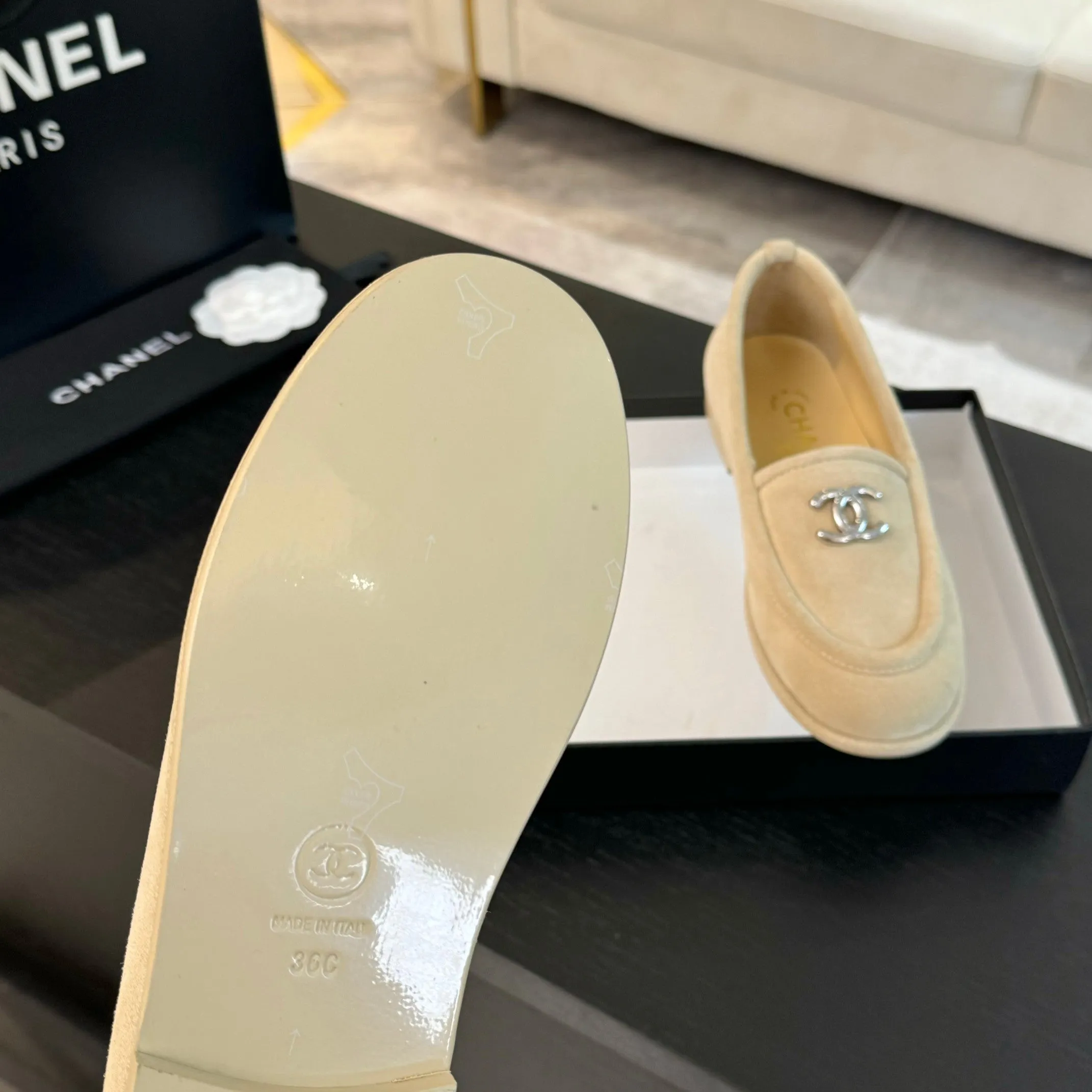 CC Moccasins Beige Suede