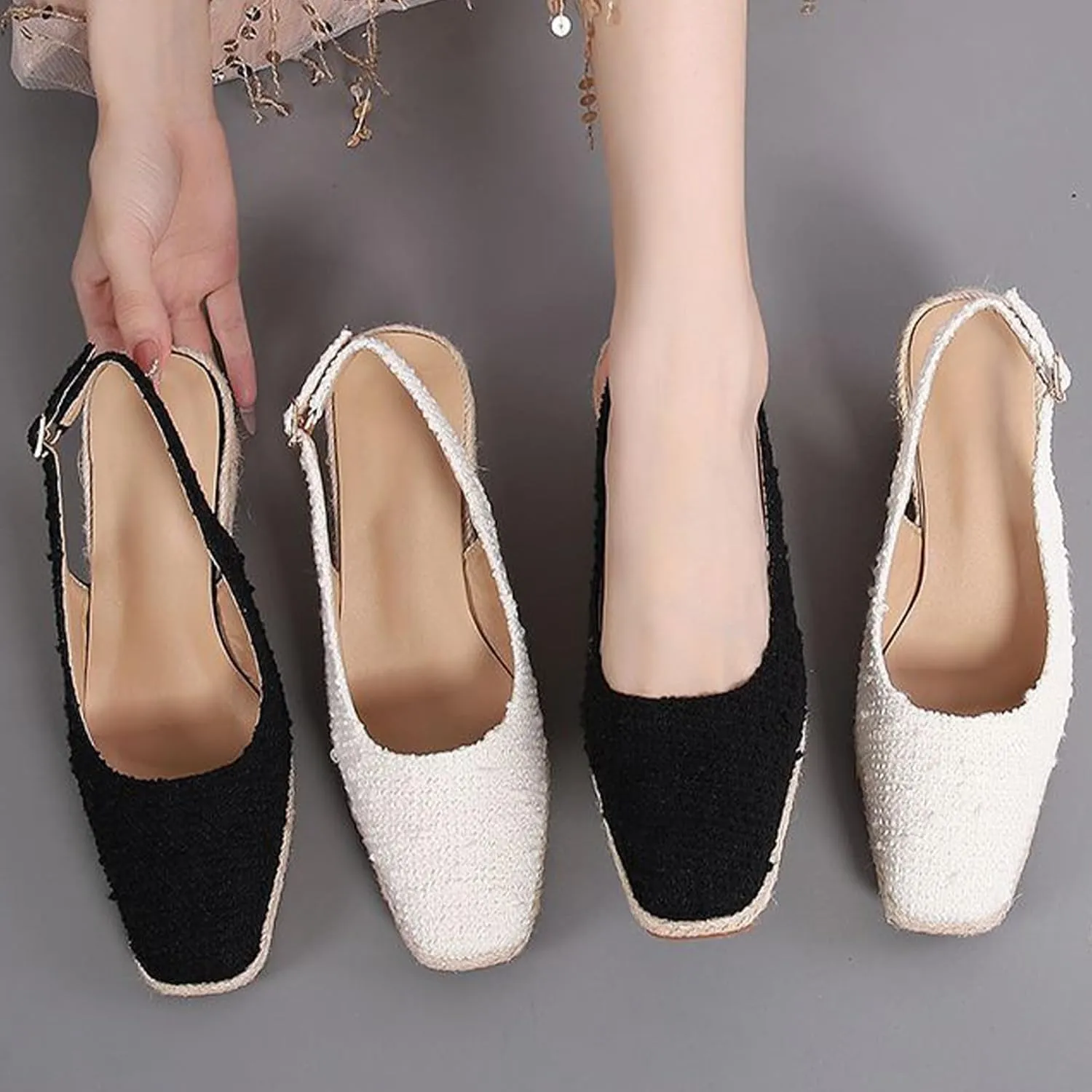 Crepuscute Women's Flax Closed-Toe Espadrille Wedge Sandals with Adjustable Ankle Strap Summer Outdoor Party Comfortable Causal Shoes