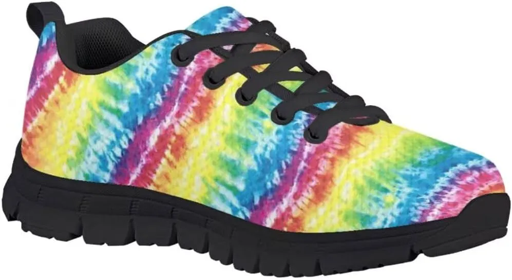 Cute Girls Shoes Lightweight Breathable Running Shoes Lace Up Walking Tennis Sneakers Black Sole