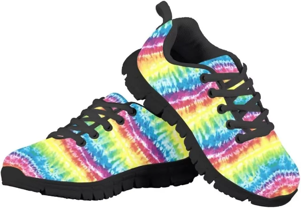 Cute Girls Shoes Lightweight Breathable Running Shoes Lace Up Walking Tennis Sneakers Black Sole