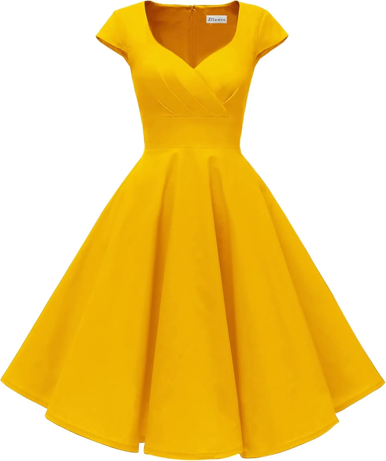Ellames Women's 1950s Retro Vintage Dresses Elegant 2025 Cocktail Party Dress Cap Sleeve Dress with Pocket