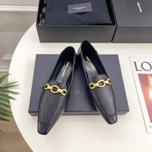Expert help FLAT CALFSKIN SMOOTH Saint CHAIN BLACK Global delivery GOLD WITH Laurent IN LOAFERS