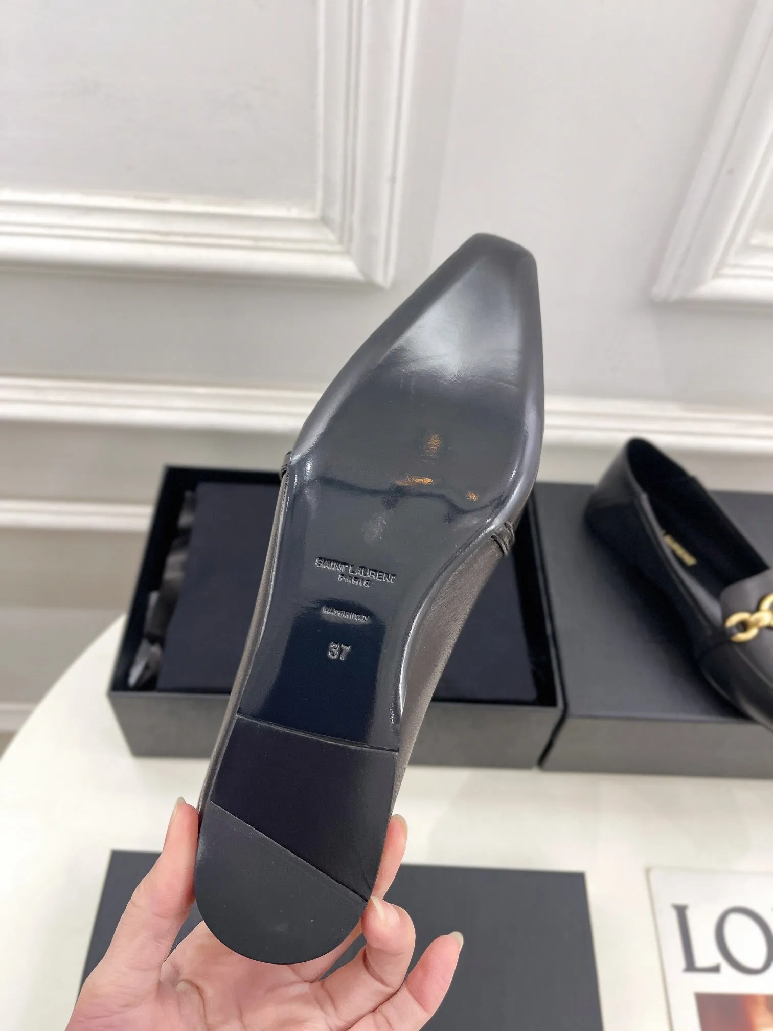 Expert help FLAT CALFSKIN SMOOTH Saint CHAIN BLACK Global delivery GOLD WITH Laurent IN LOAFERS