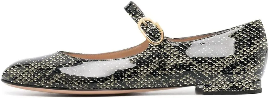 FYS Women Round Toe Mary Janes Cute Slim Strap Ballet Flats Comfy Walking School Office Shoes Size 4-15 US