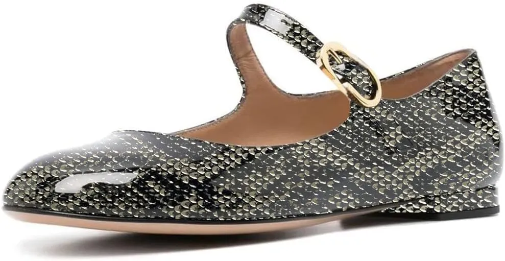 FYS Women Round Toe Mary Janes Cute Slim Strap Ballet Flats Comfy Walking School Office Shoes Size 4-15 US