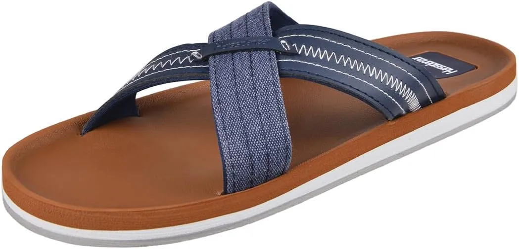 Harssidanzar Men Summer Cross Slide Sandals Comfort Lightweight Arch Support Slides Sandals KM234US