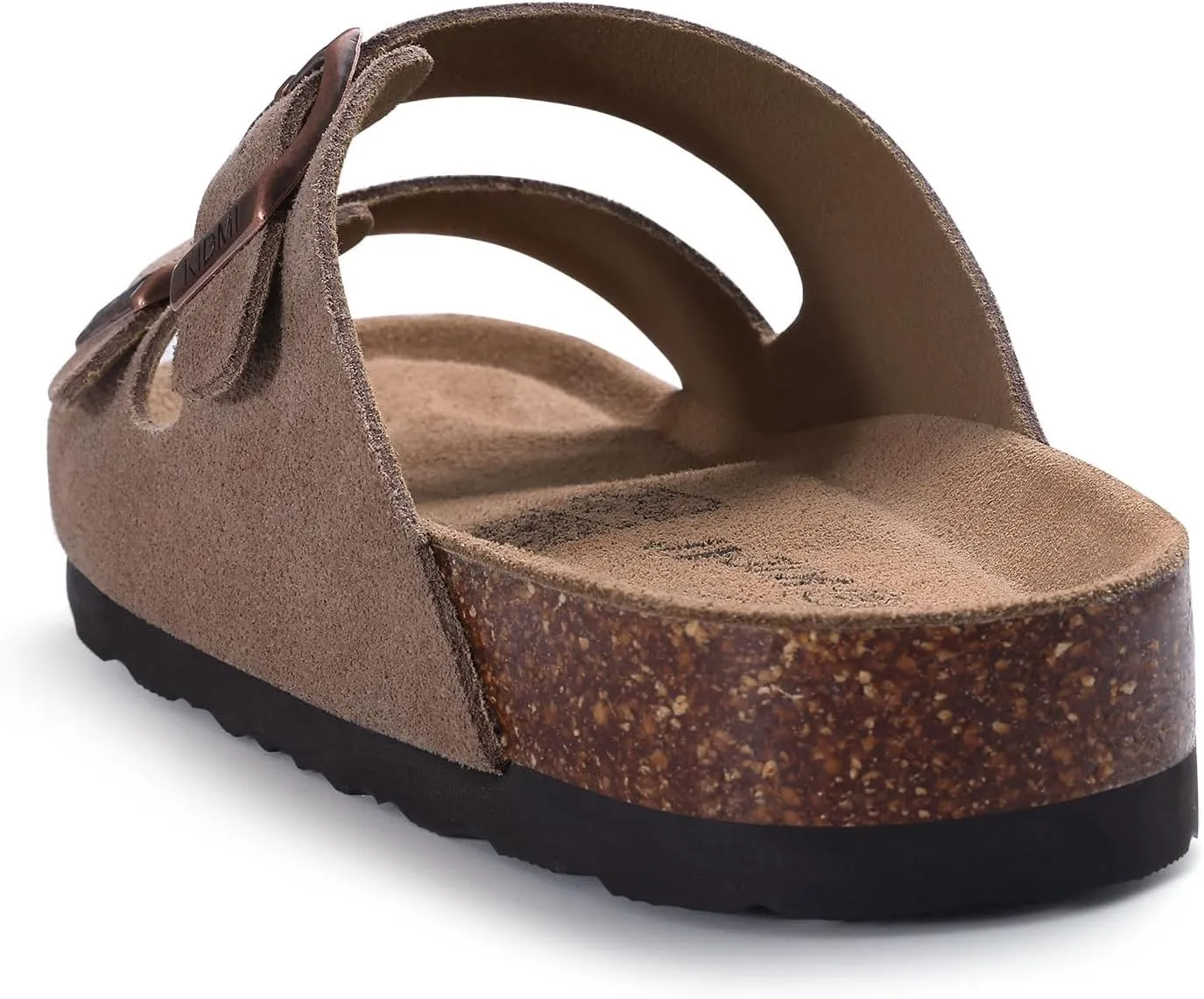 KIDMI Women's Genuine Suede Sandals Cork Footbed Summer Adjustable Slide Sandals