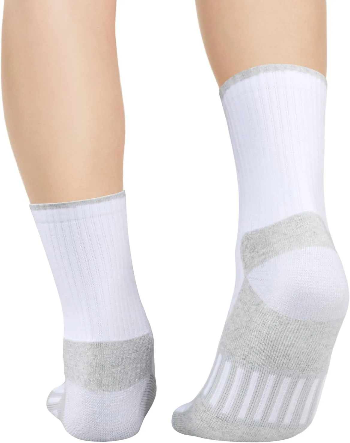 Ladies Cushioned Crew Socks for Women, Moisture Wicking Cotton Gym Tennis Running Cycling Sports Socks, 5 Pairs