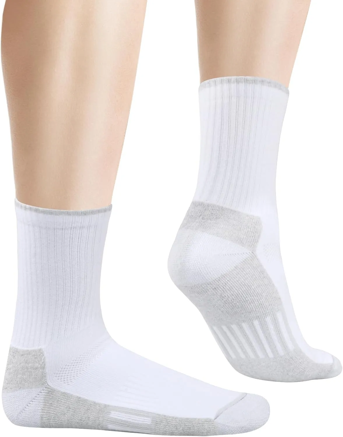 Ladies Cushioned Crew Socks for Women, Moisture Wicking Cotton Gym Tennis Running Cycling Sports Socks, 5 Pairs