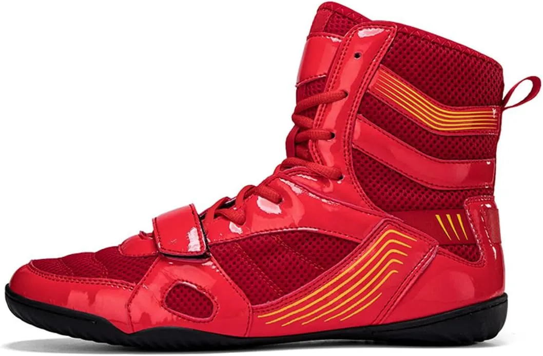 Ladies High Top Wrestling Boots, Professional Kickboxing Fighting Sports Mesh Shoes Lightweight Boxing Fitness Sneakers
