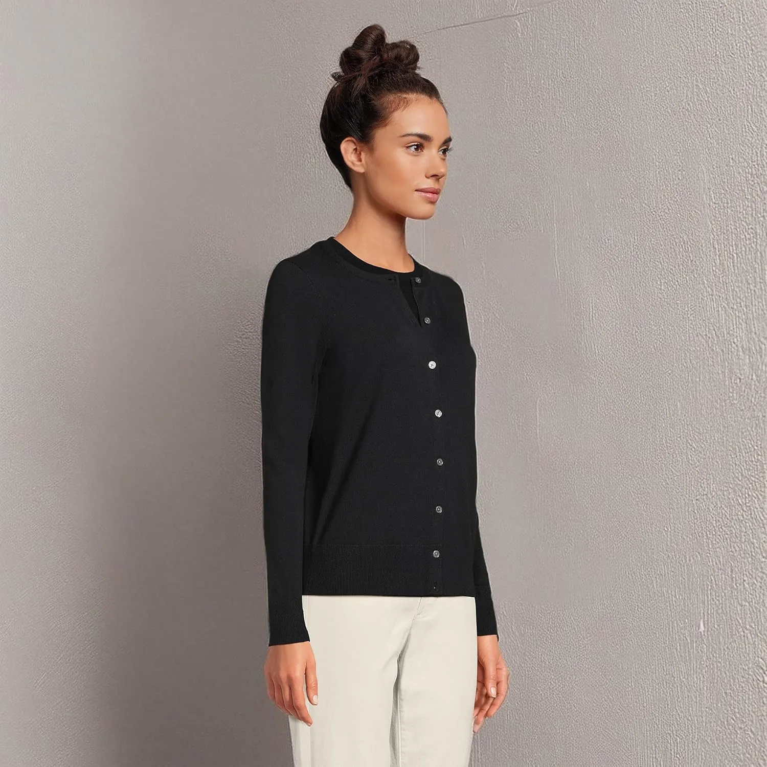 Lands' End Women's Fine Gauge Cotton Cardigan Sweater