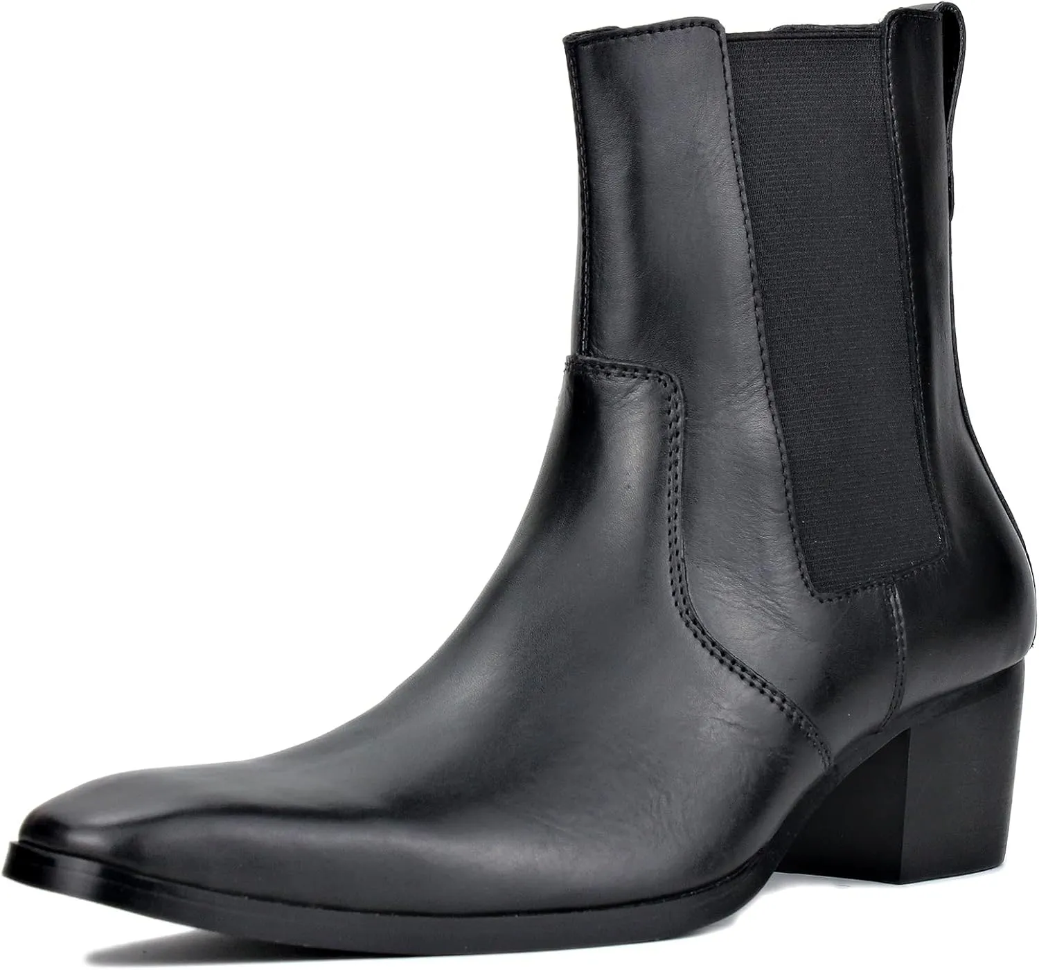 Leather Dress Boot for Men Fashion Casual Chelsea Cowboy Ankle Boots Heels CD-JY038-R