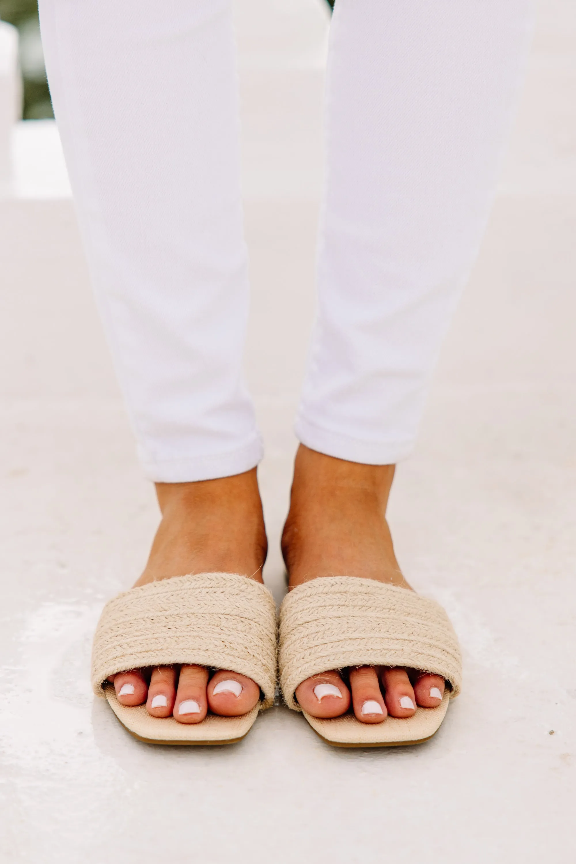 Let's Get Away Natural White Sandal