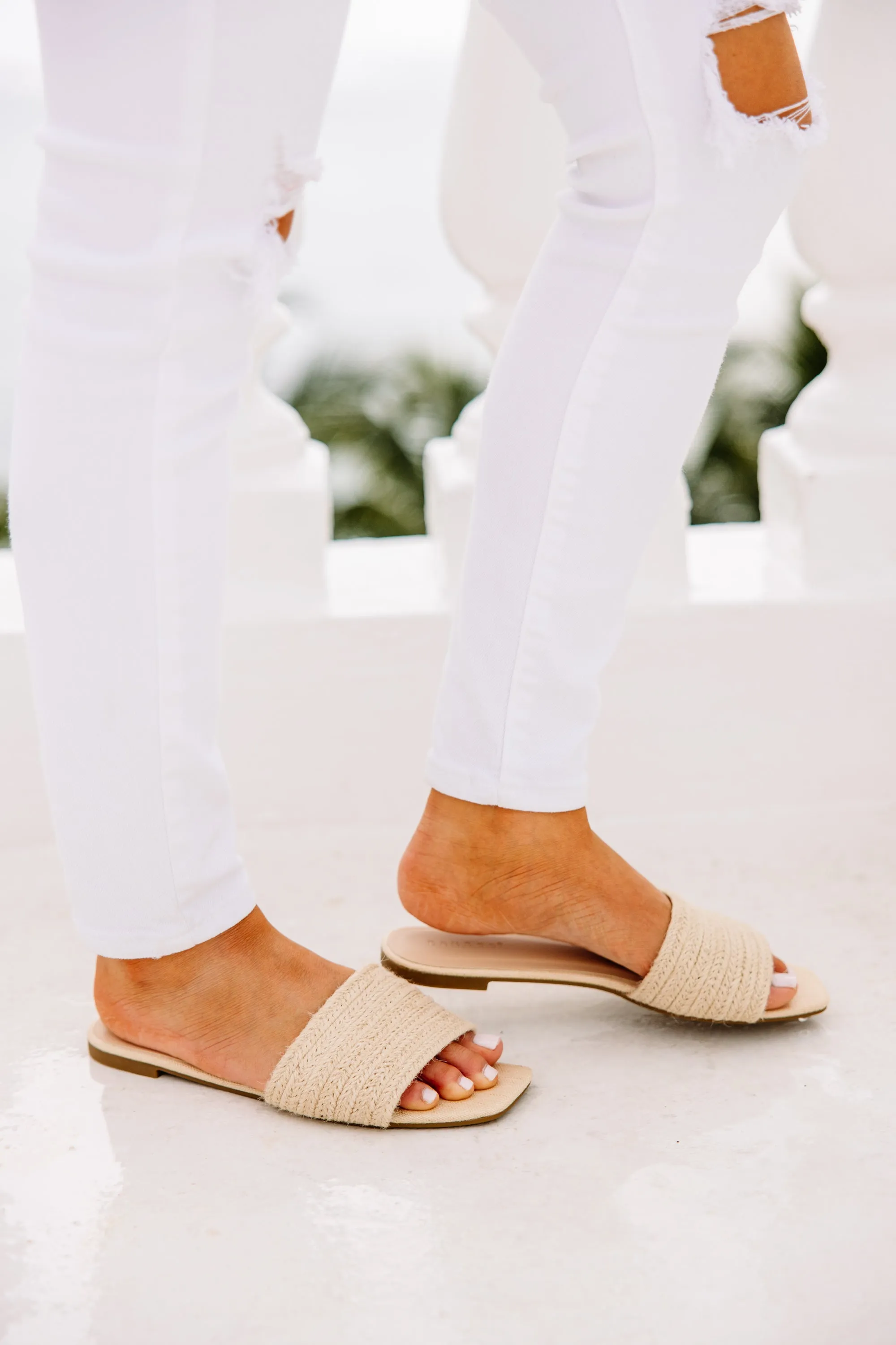 Let's Get Away Natural White Sandal