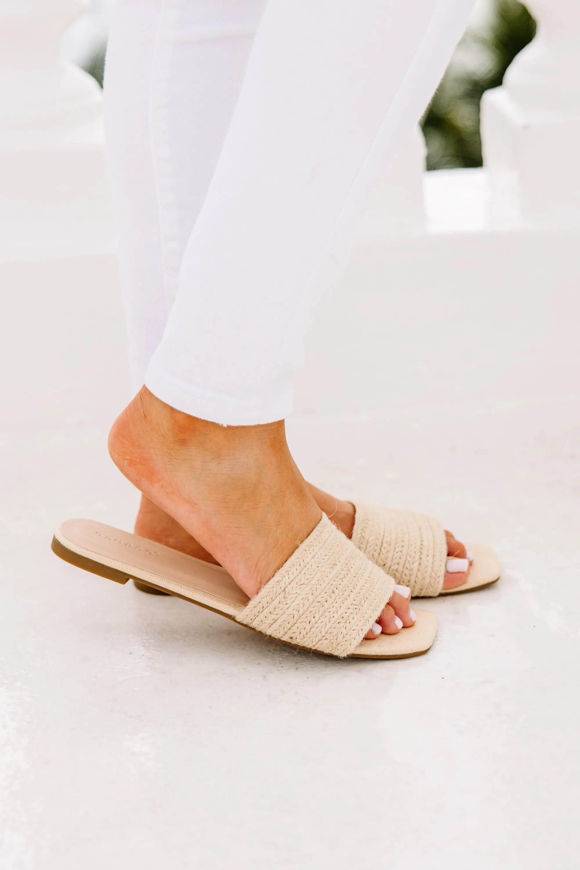 Let's Get Away Natural White Sandal