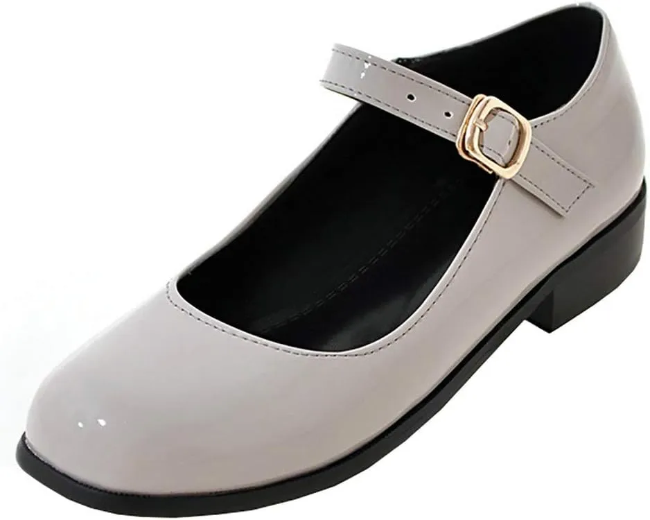 LUXMAX Womens Patent Leather Mary Jane Flats Square Toe Pumps