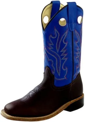 Old West Cowboy Boots Boys Leather Square 13.5 Child Thunder BSC1840