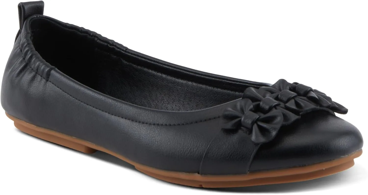 PATRIZIA Women's BALLAY Slip-On Ballet Flats with Delicate Bows, Scrunch Back, and Comfortable Fit