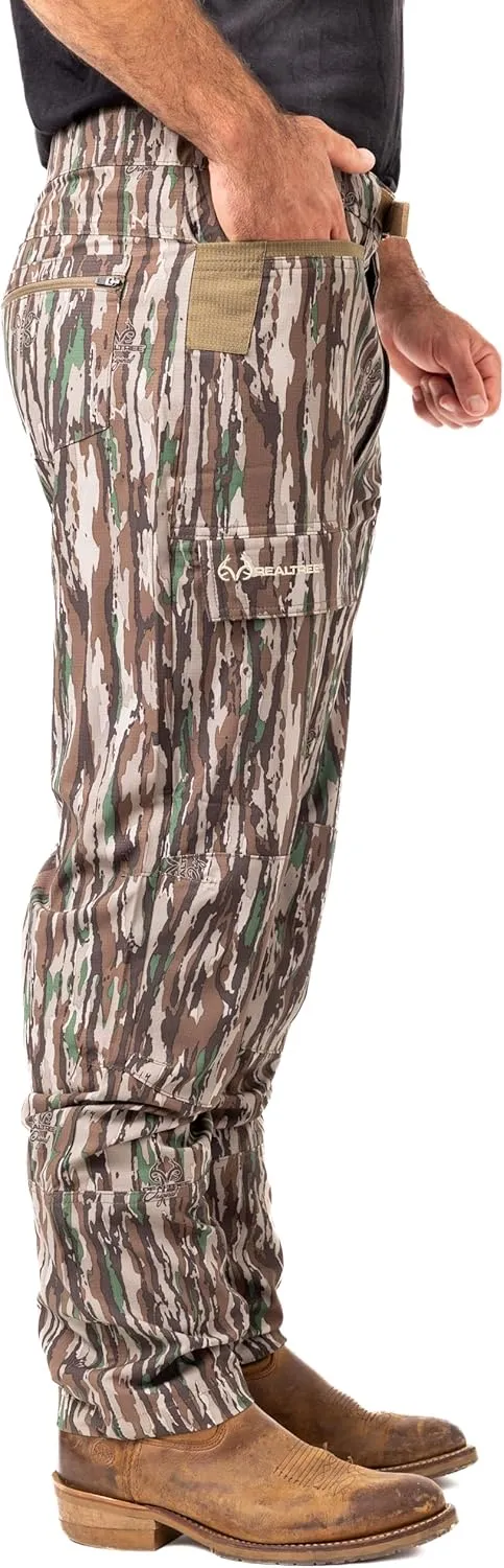 Realtree Men's 5-Pocket Camo Hunting Pant - Durable Pants with Reinforced Knees, Water-Resistant, Breathable Ripstop Fabric