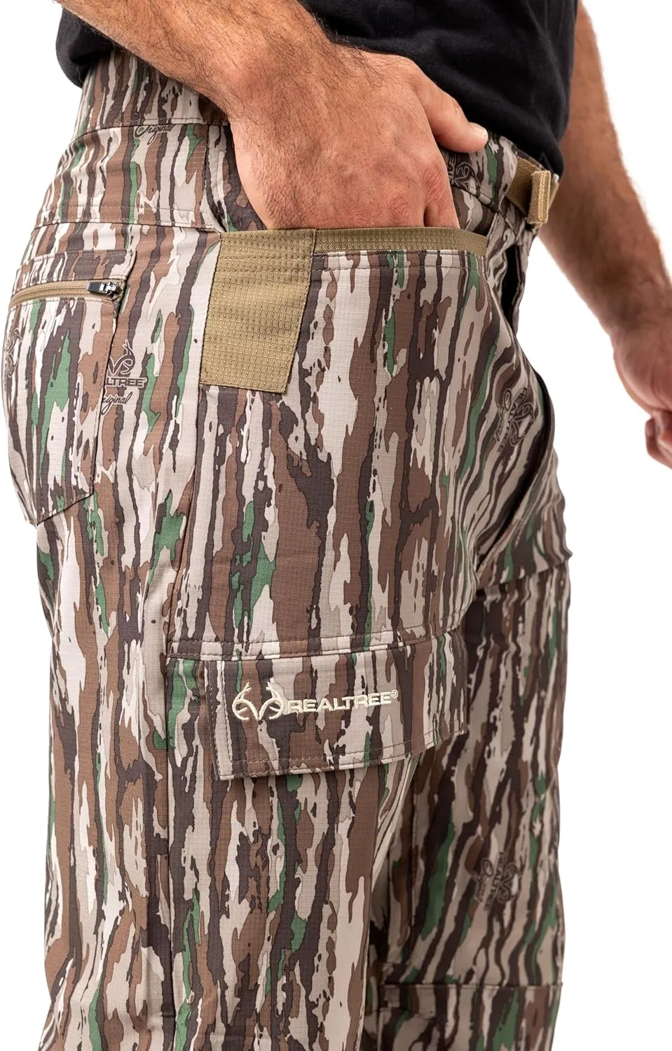 Realtree Men's 5-Pocket Camo Hunting Pant - Durable Pants with Reinforced Knees, Water-Resistant, Breathable Ripstop Fabric