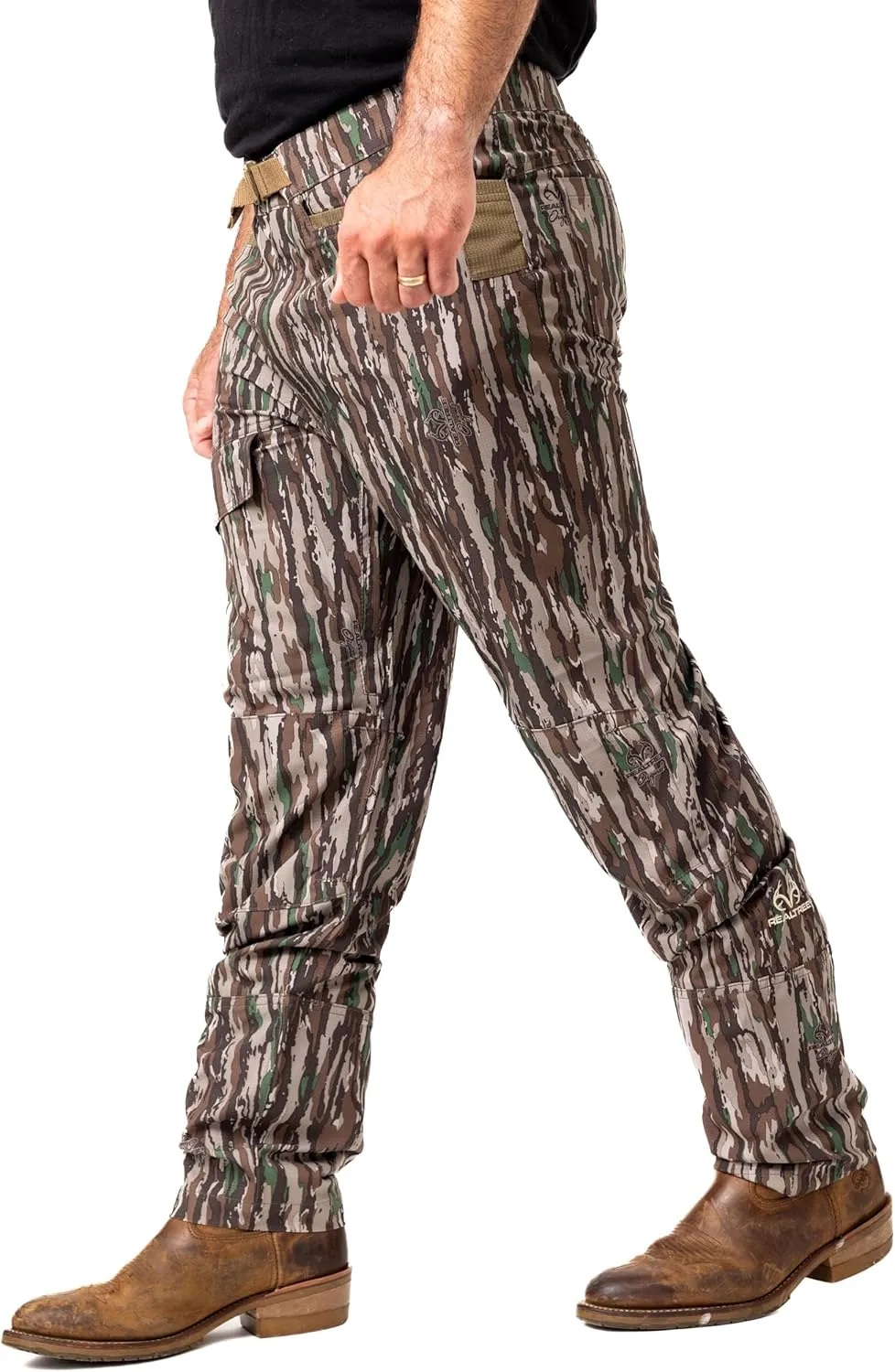 Realtree Men's 5-Pocket Camo Hunting Pant - Durable Pants with Reinforced Knees, Water-Resistant, Breathable Ripstop Fabric