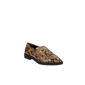 Rebecca Minkoff Women's Pacey Snake-Embossed Pointed-Toe Loafers,Turmeric, 6.5