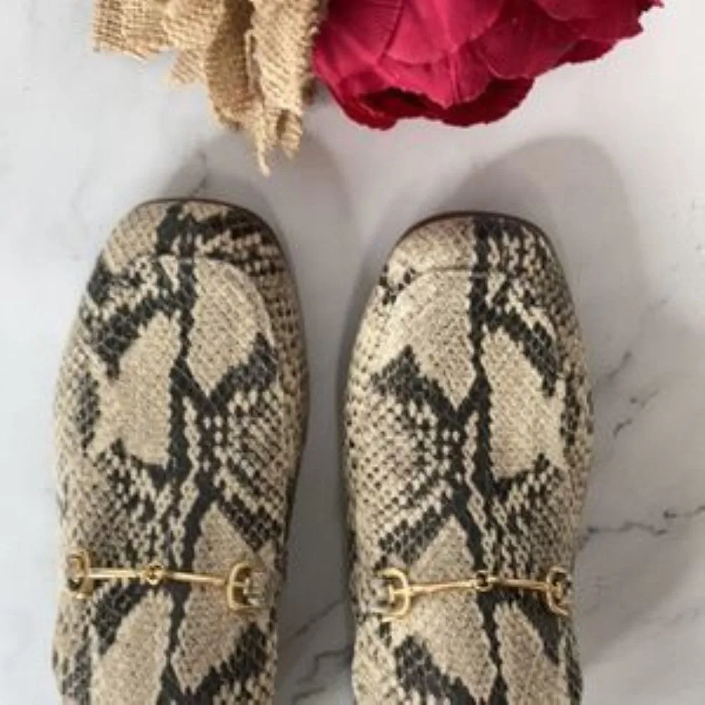 SAM EDELMAN Snakeskin Leather Jamille Block Heel Loafer 6M