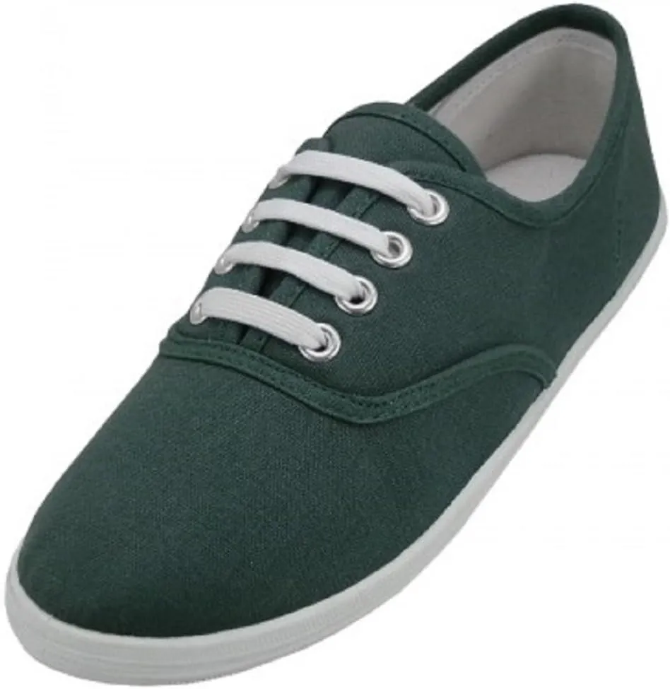 Shoes 18 Womens Canvas Shoes Lace up Sneakers 18 Colors Available 324 Hunter Green 6