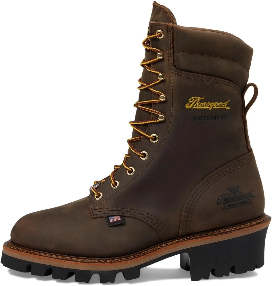 Thorogood 9" Round Toe Waterproof Work Boots for Men with a Non-Safety Toe