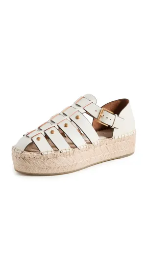 Tory Burch Women's Fisherman Flatform Espadrilles, New Ivory, Off White, 7 Medium US