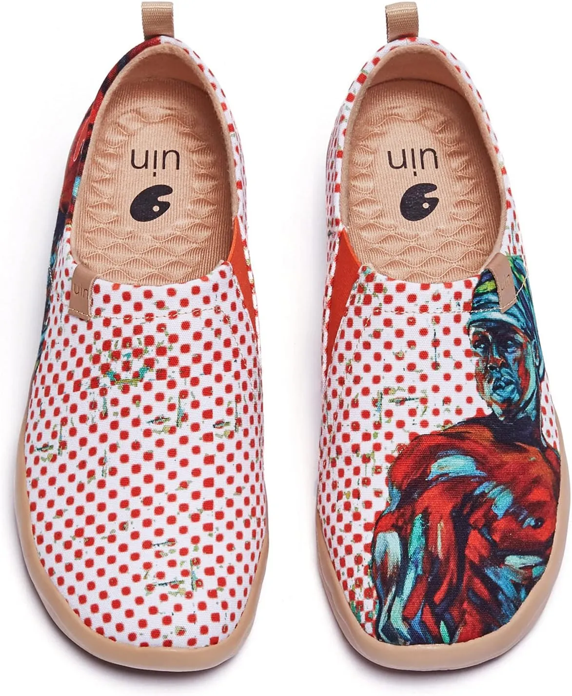 UIN Women's Slip Ons Canvas Lightweight Flats Sneakers Walking Casual Loafers Comfortable Art Painted Travel Shoes Hero (8)