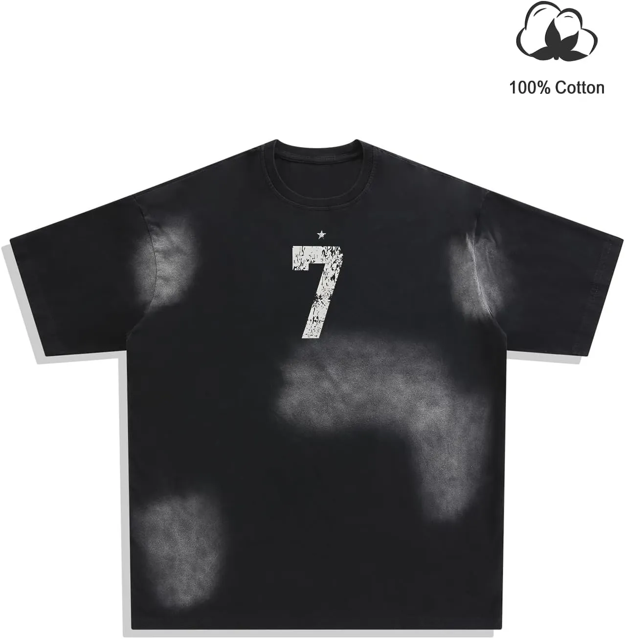 Verdusa Men's Oversized Faded Short Sleeve Jersey Shirts Letter Graphic Crew Neck T Shirts