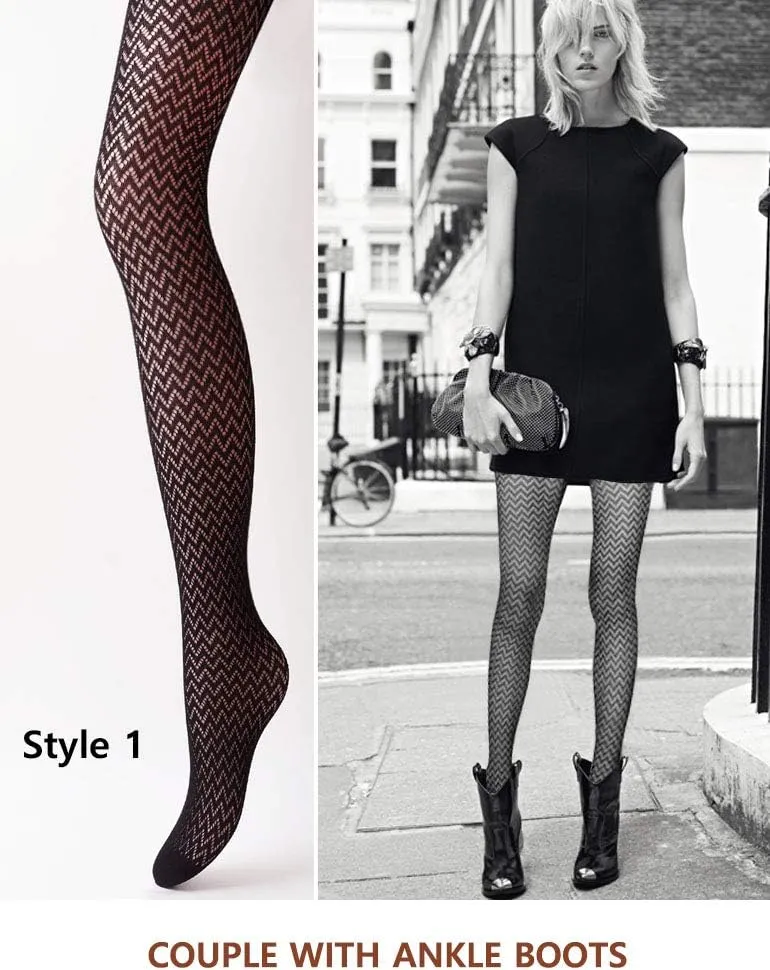 VERO MONTE Women Patterned Fishnet Tights Black Fishnets Net Stockings Pantyhose