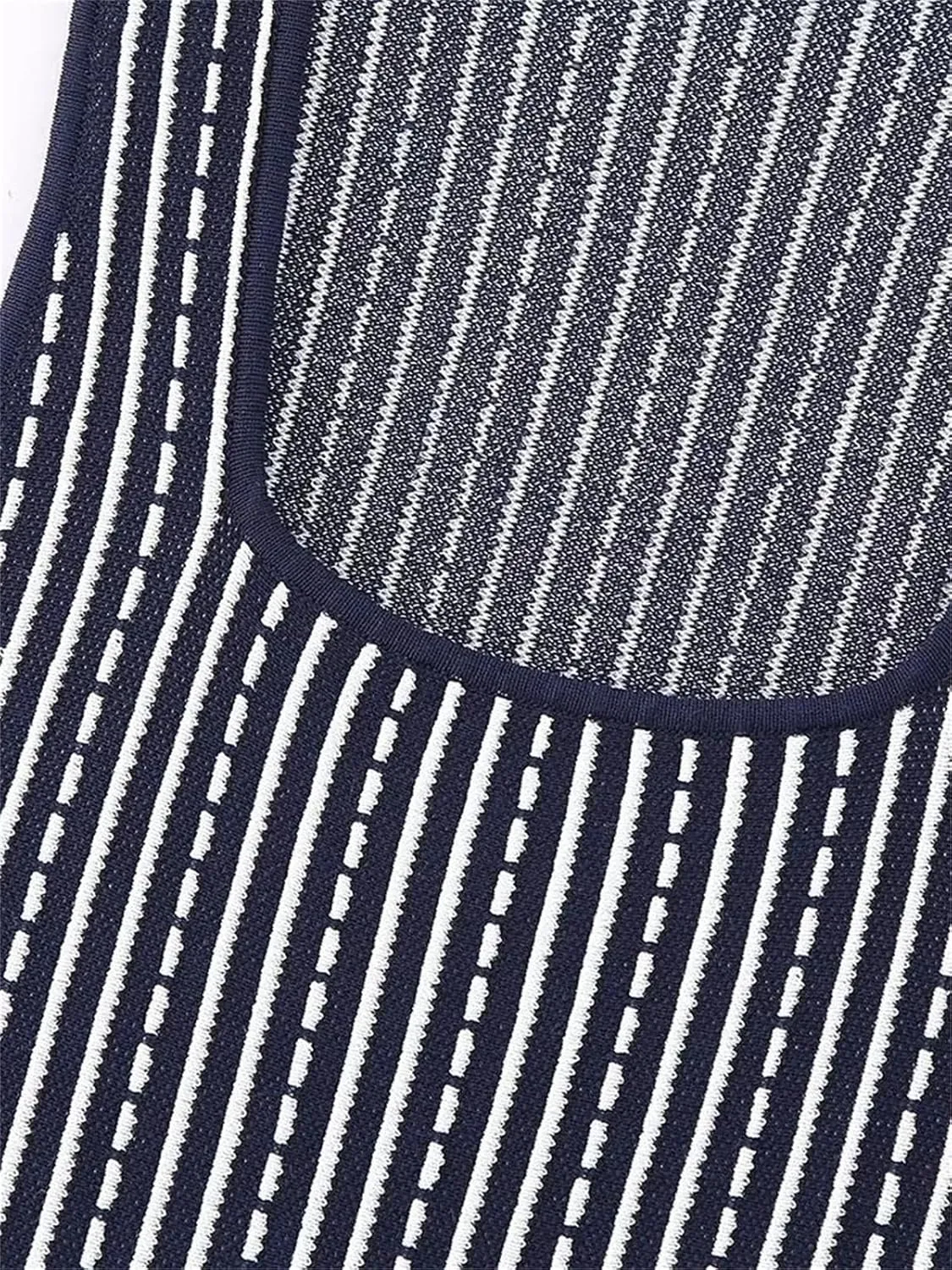 Women O Neck Sleeveless Striped Patchwork Slim Mini Dress Female Chic Vest